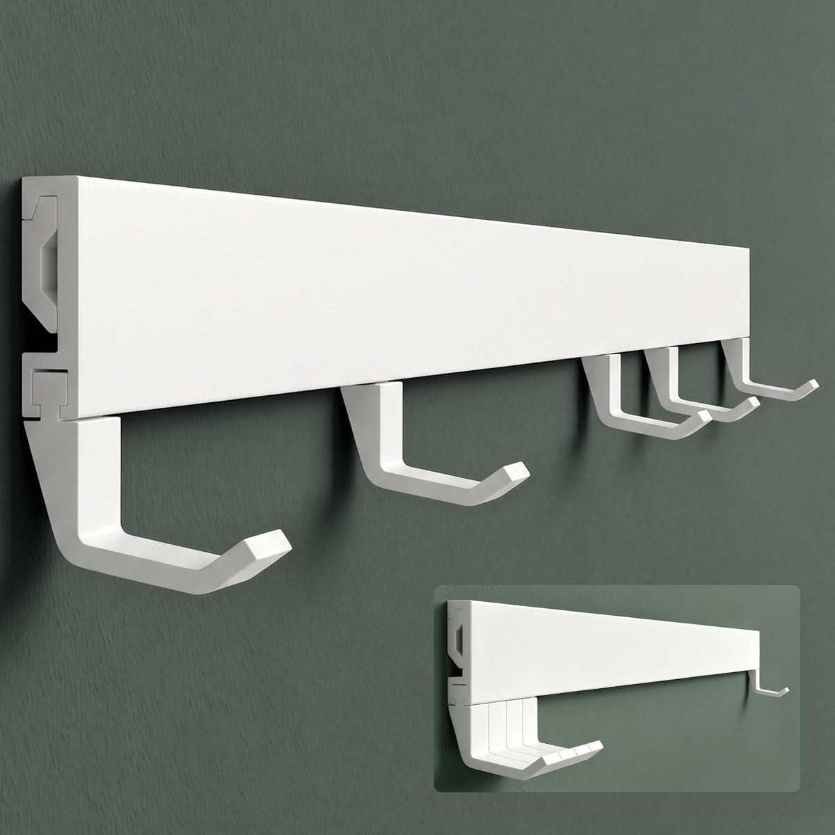 glasvilla Appendiabiti da Parete con Ganci Scorrevoli, Attaccapanni da Muro in Alluminio Appendiabiti per Cameretta, Ingresso, Cucina, Stalo-10