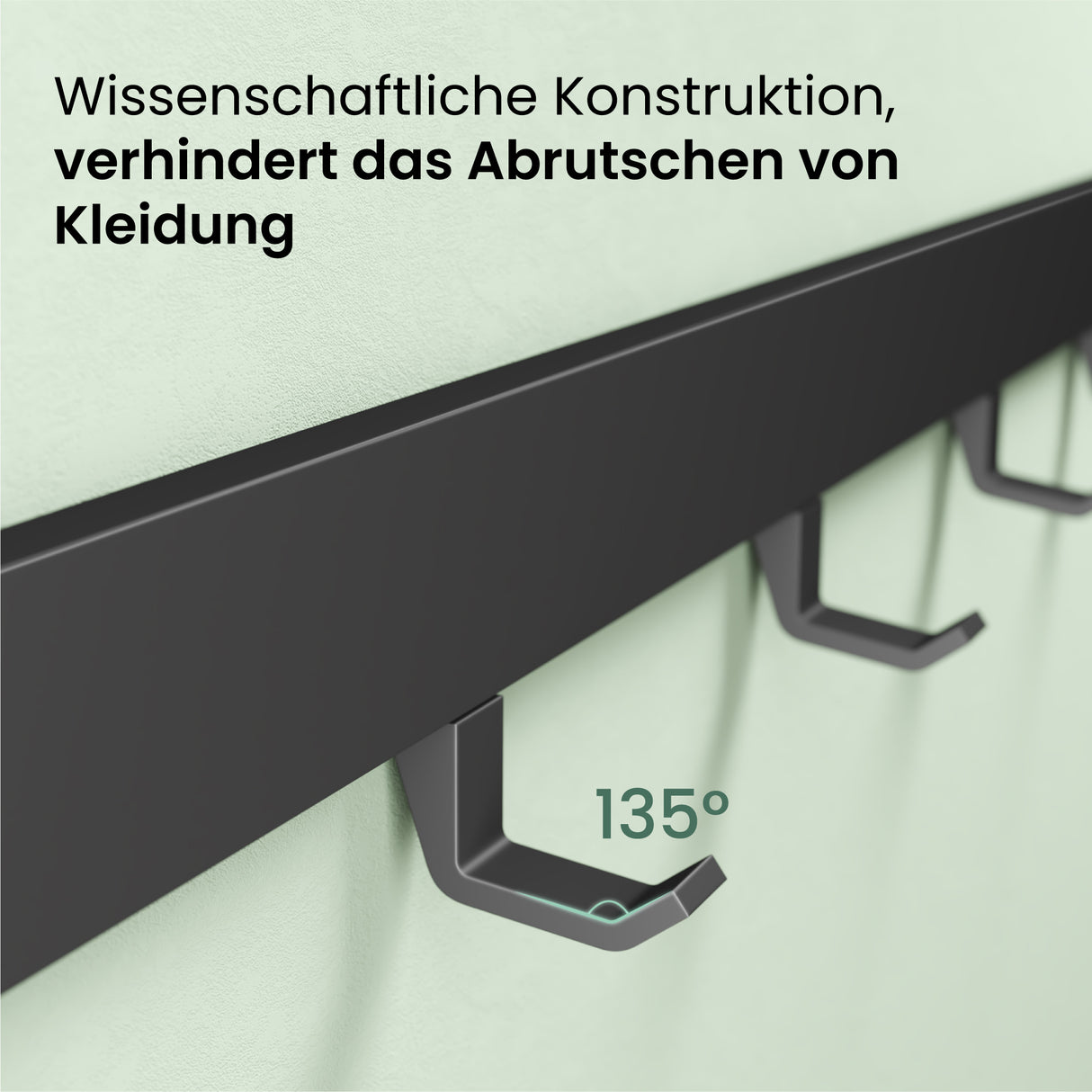 glasvilla Garderobenleiste mit verstellbaren Haken, Kleiderhaken aus Aluminium, Wandgarderobe Garderobenhaken Stalo-10