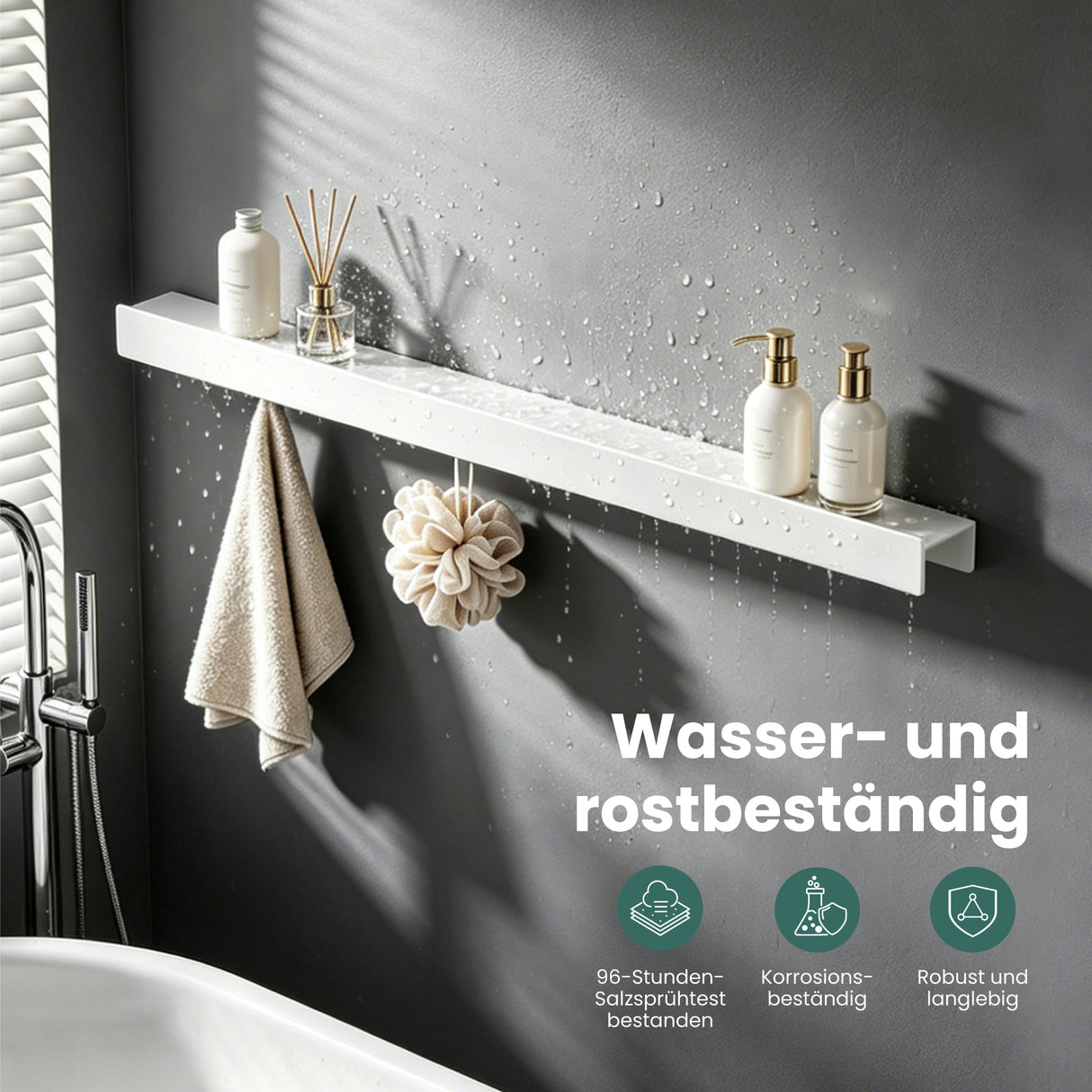 glasvilla Wandgarderobe mit Ablage und 8 Haken, Garderobenleiste mit versteckten Kleiderhaken, Kleiderstange Wandmontage  Stalo-11