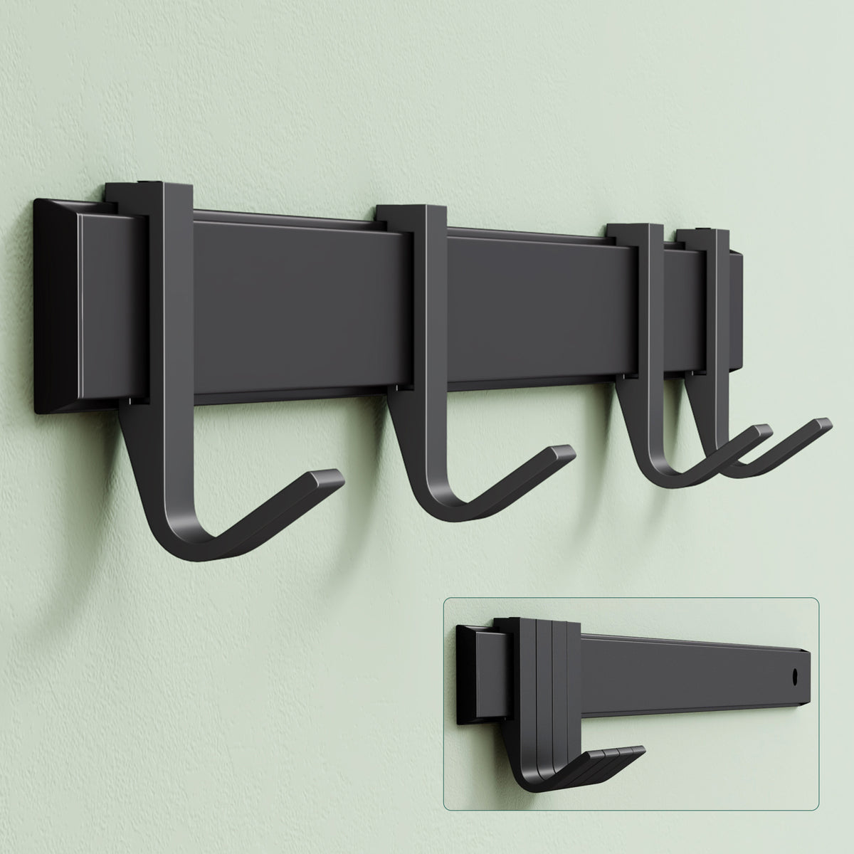 glasvilla Kleiderhaken zum Bohren oder Kleben, Garderobenleiste aus Aluminium, Garderobenhaken Wandhaken Stalo-12
