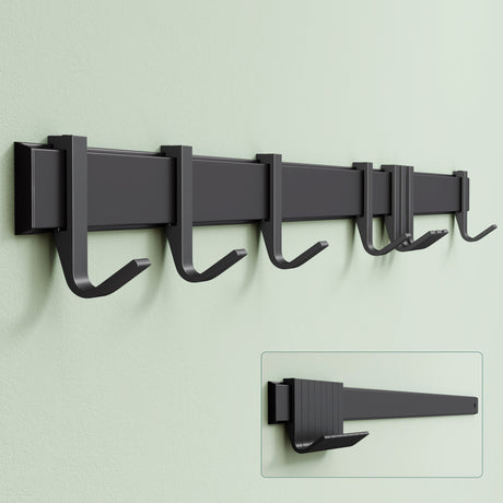 glasvilla Appendiabiti da Parete con Ganci Scorrevoli, Attaccapanni da Muro in Alluminio Appendiabiti per Cameretta, Ingresso, Cucina, Stalo-12