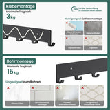 glasvilla Appendiabiti da Parete con 7 Ganci, Attaccapanni da Muro in Metallo, Strato Antiruggine, Ganci Appendiabiti per Camera da Letto, Ingresso, Cucina, Bagno, Stalo-17