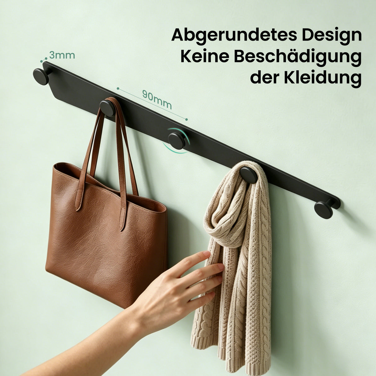 glasvilla Garderobenhaken zum Bohren oder Kleben, Kleiderhaken aus Aluminiumlegierung, Garderobenleiste mit 5 Haken, Hakenleiste  Stalo-18