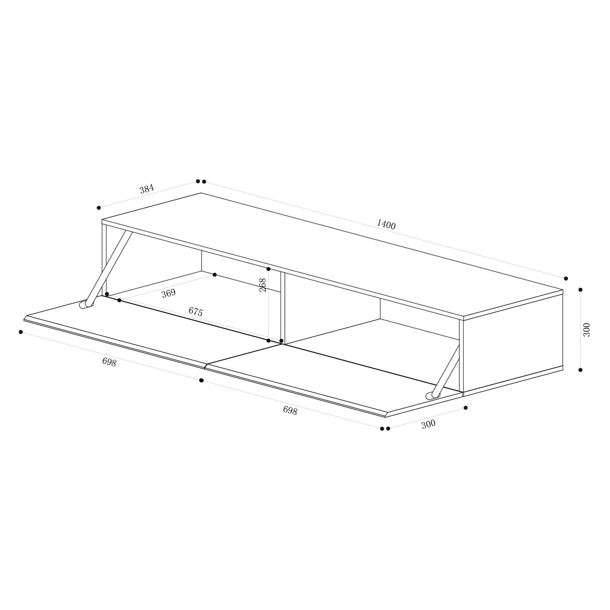 glasvilla Fernsehtisch Fernsehschrank TV Schrank Verdeckter Griff mit Soft-Close Lowboard Hängeschrank für Wohnzimmer Fernsehschrank02
