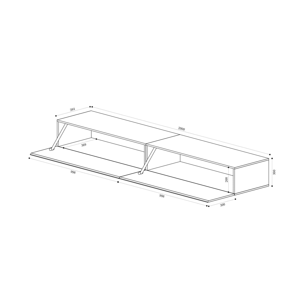 glasvilla Fernsehtisch Fernsehschrank TV Schrank Verdeckter Griff mit Soft-Close Lowboard Hängeschrank für Wohnzimmer Fernsehschrank02