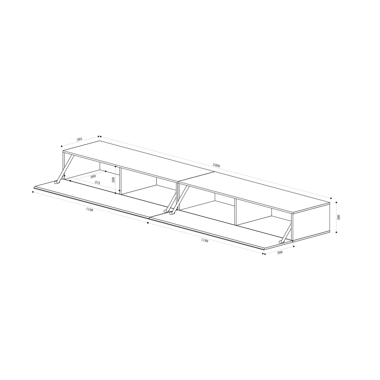 glasvilla Fernsehtisch Fernsehschrank TV Schrank Verdeckter Griff mit Soft-Close Lowboard Hängeschrank für Wohnzimmer Fernsehschrank02