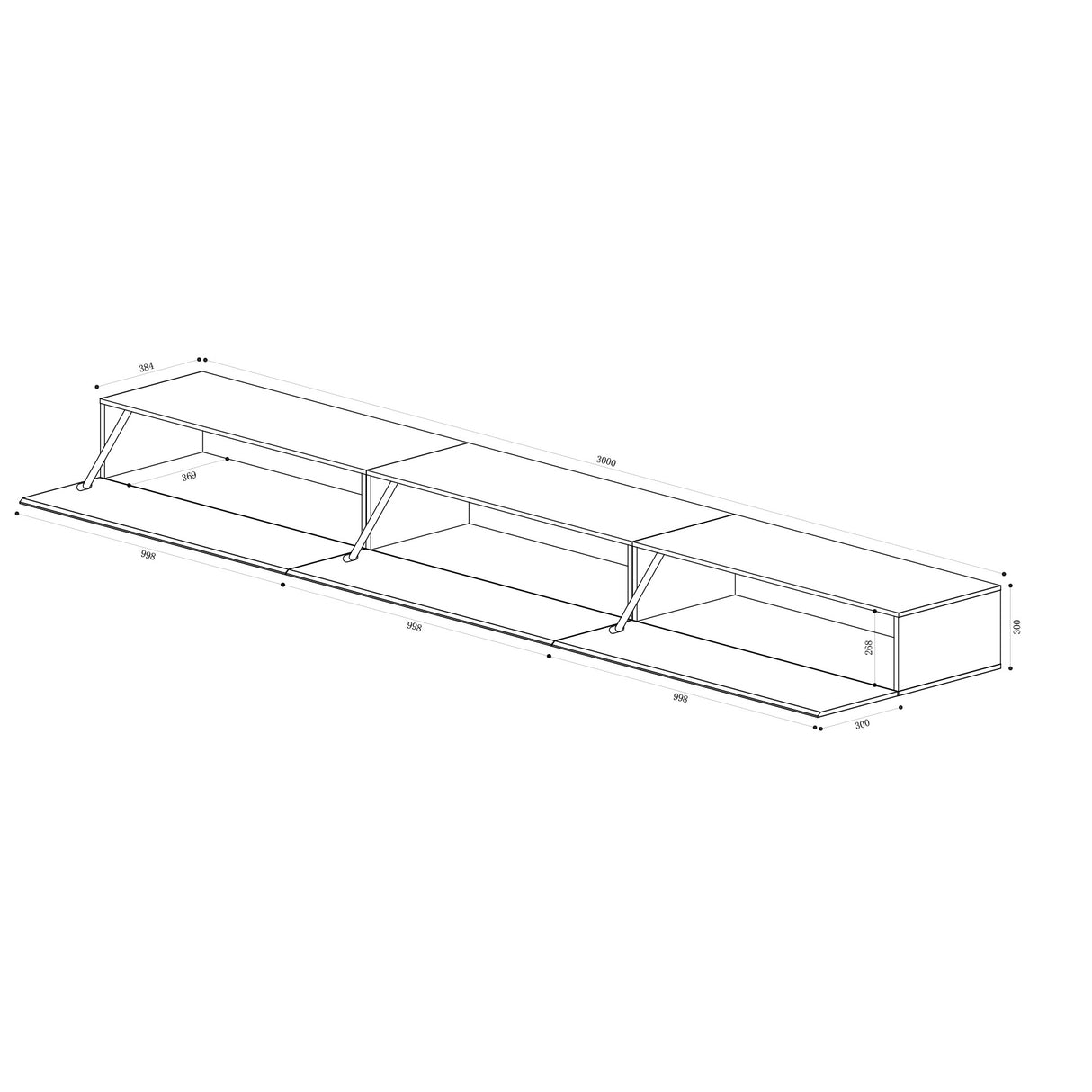 glasvilla Fernsehtisch Fernsehschrank TV Schrank Verdeckter Griff mit Soft-Close Lowboard Hängeschrank für Wohnzimmer Fernsehschrank02