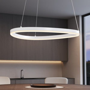 glasvilla Pendelleuchte 50cm LED Hängelampe Dynamisches Wellendesign 3000K/4000K/6000K Verstellbares Kabel 16W Hängeleuchte für Esszimmer Wohnzimmer Schlafzimme Alivetta7287