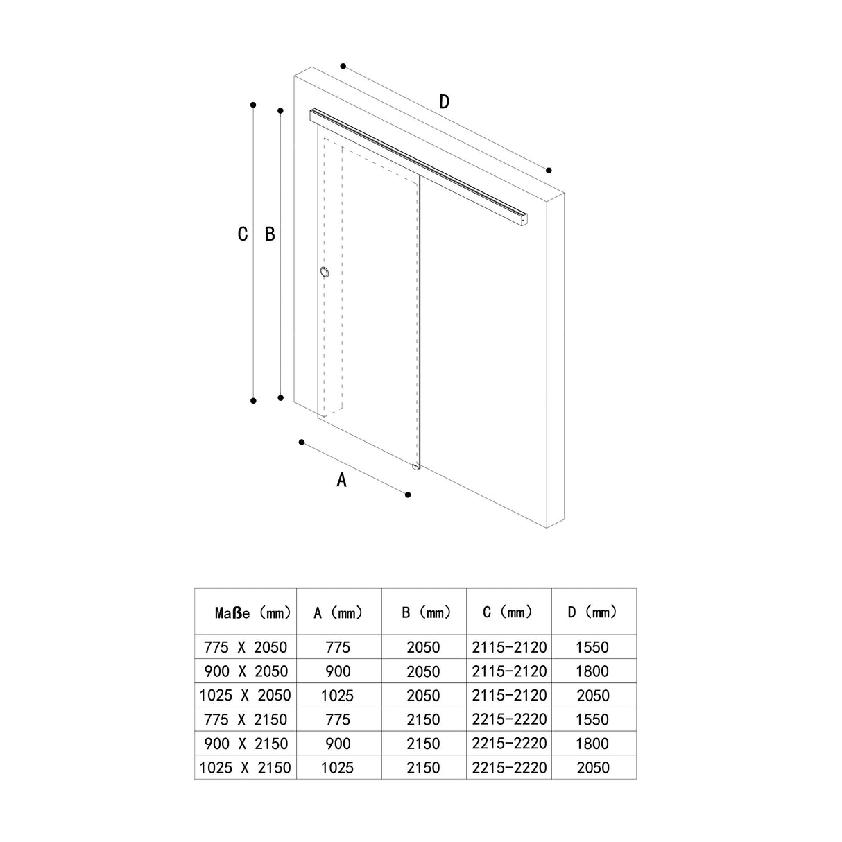 Set completo per porta scorrevole in vetro Glasvilla, tipo di maniglia: maniglia a conchiglia, inclusa chiusura ammortizzata, distanza dalla parete 15 mm, vetro di sicurezza ESG 8 mm Amalfi Black