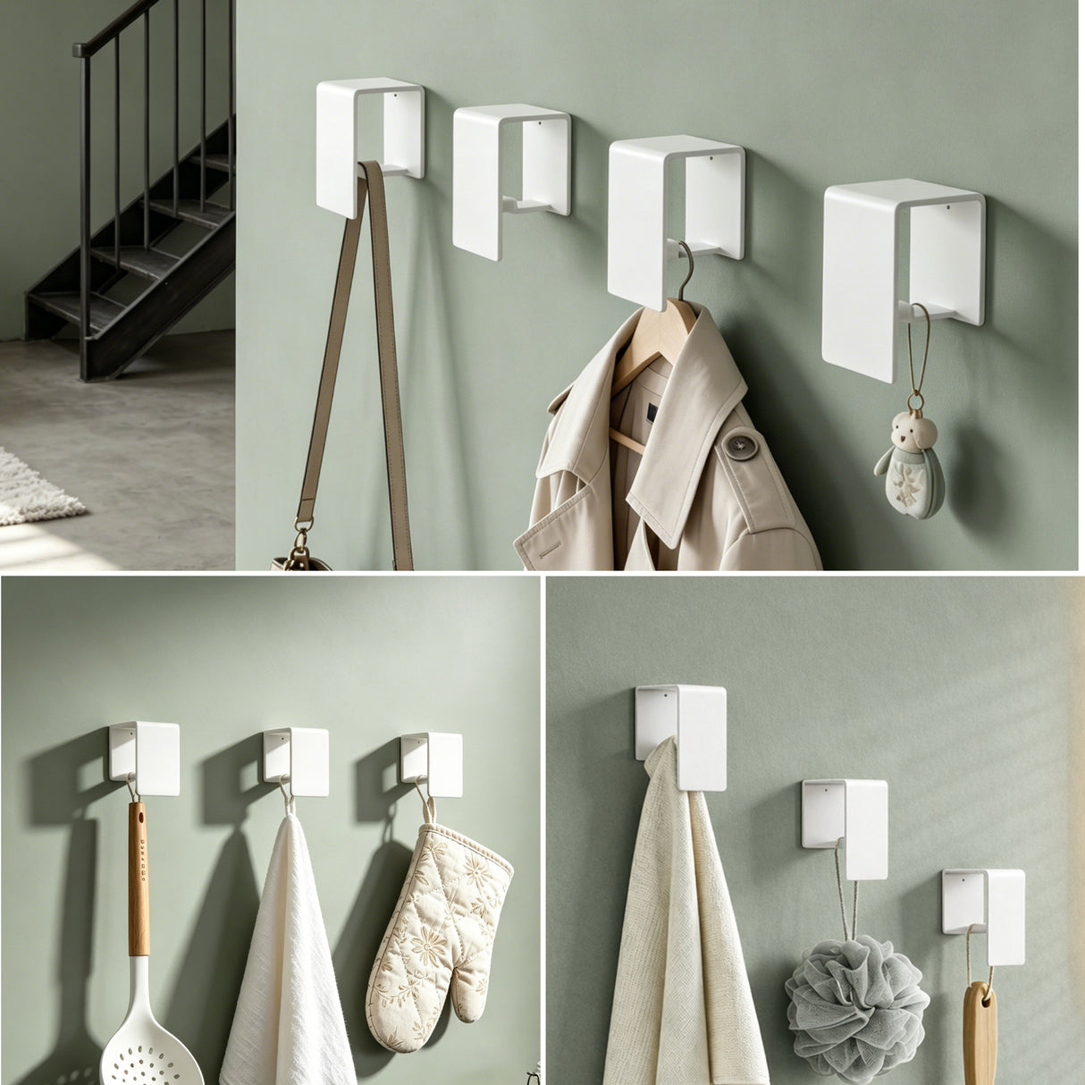 glasvilla Gancio Adesivo Bagno in Acciaio al Carbonio Appendi Porta Asciugamani Impermeabili per Bagno Cucina e Soggiorno, Tavrin-01