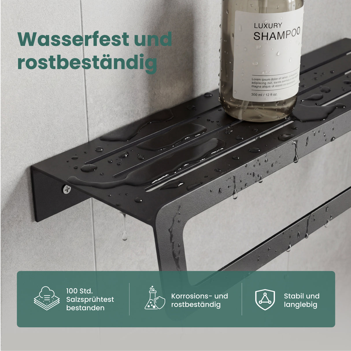glasvilla Handtuchhalter mit Ablage , Handtuchstange Wandmontage zum Bohren oder Kleben, Handtuchaufhänger für Badezimmer und Küche  Tavrin-04