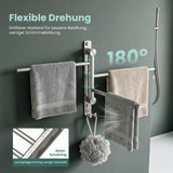 glasvilla Handtuchhalter 180° Schwenkbar 3-armig aus Edelstahl  Handtuchhalterung Badetuchhalter ohne Bohren oder mit Bohren, 3-Stangen Handtuchstange für Bad und Küche, Tavrin-06