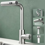 glasvilla Wasserhahn Küche Küchenarmatur mit Brause Ausziehbar, Küchenwasserhahn 360°Schwenkbar 3 Sprühfunktionen, Mischbatterie Spültischarmatur aus Edelstahl Turnix-02