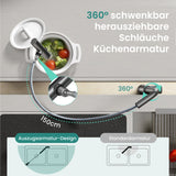glasvilla Wasserhahn Küche Küchenarmatur mit Brause Ausziehbar, Küchenwasserhahn 360°Schwenkbar 3 Sprühfunktionen, Mischbatterie Spültischarmatur aus Edelstahl Turnix-02