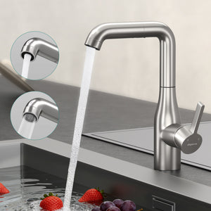 glasvilla Rubinetto per Cucina, 2 Modalità con Doccetta Estraibile, Rubinetto Lavello Cucina in Acciaio Inossidabile 304 con Cartuccia Ceramica, Tubi e Accesorri, Turnix-04