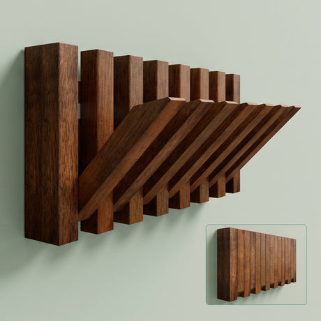 glasvilla Appendiabiti da Parete in Legno, Attaccapanni da Muro Moderno per Camera da Letto, Ingresso, Studio con Gancio Pieghevole e Salvaspazio, Twigro-01