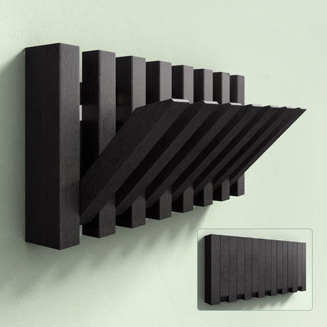 glasvilla Appendiabiti da Parete in Legno, Attaccapanni da Muro Moderno per Camera da Letto, Ingresso, Studio con Gancio Pieghevole e Salvaspazio, Twigro-01