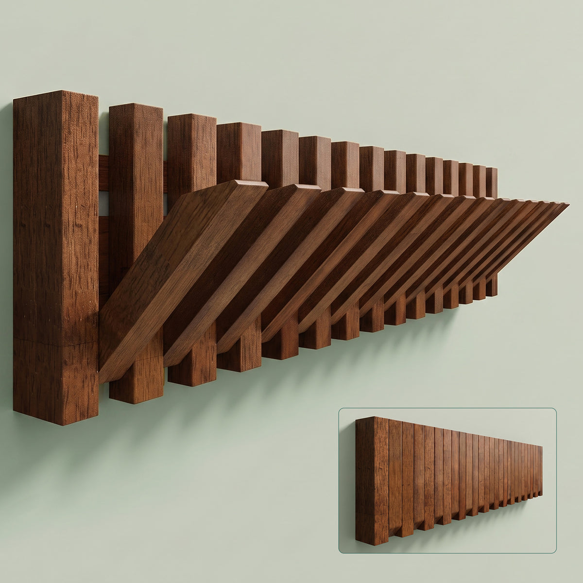 glasvilla Kleiderhaken Wandgarderobe Wandhaken aus Holz Garderobe mit 7 magnetischen Klapphaken Garderobenleiste Garderobenhaken Twigro-01