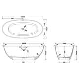 glasvilla Vasca da Bagno Freestanding, Vasca da Bagno in Marmo Fuso con Rivestimento Nano, Bianca Opaca