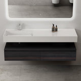 glasvilla Mobile Bagno Sospeso 150x48x25cm con Cassetti a Chiusura Soft-Close Mobile da Bagno con Lavabo da Marmo Fuso UP