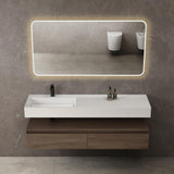 glasvilla Mobile Bagno Sospeso 150x48x25cm con Cassetti a Chiusura Soft-Close Mobile da Bagno con Lavabo da Marmo Fuso UP