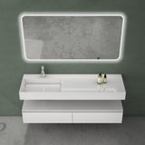 glasvilla Mobile Bagno Sospeso 150x48x25cm con Cassetti a Chiusura Soft-Close Mobile da Bagno con Lavabo da Marmo Fuso UP