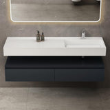 glasvilla Mobile Bagno Sospeso 150x48x25cm con Cassetti a Chiusura Soft-Close Mobile da Bagno con Lavabo da Marmo Fuso UP