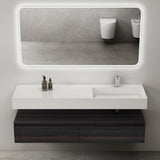 glasvilla Mobile Bagno Sospeso 150x48x25cm con Cassetti a Chiusura Soft-Close Mobile da Bagno con Lavabo da Marmo Fuso UP