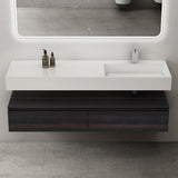 glasvilla Mobile Bagno Sospeso 150x48x25cm con Cassetti a Chiusura Soft-Close Mobile da Bagno con Lavabo da Marmo Fuso UP