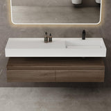 glasvilla Mobile Bagno Sospeso 150x48x25cm con Cassetti a Chiusura Soft-Close Mobile da Bagno con Lavabo da Marmo Fuso UP