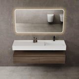 glasvilla Mobile Bagno Sospeso 150x48x25cm con Cassetti a Chiusura Soft-Close Mobile da Bagno con Lavabo da Marmo Fuso UP