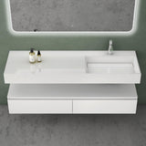 glasvilla Mobile Bagno Sospeso 150x48x25cm con Cassetti a Chiusura Soft-Close Mobile da Bagno con Lavabo da Marmo Fuso UP