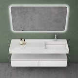glasvilla Mobile Bagno Sospeso 150x48x25cm con Cassetti a Chiusura Soft-Close Mobile da Bagno con Lavabo da Marmo Fuso UP
