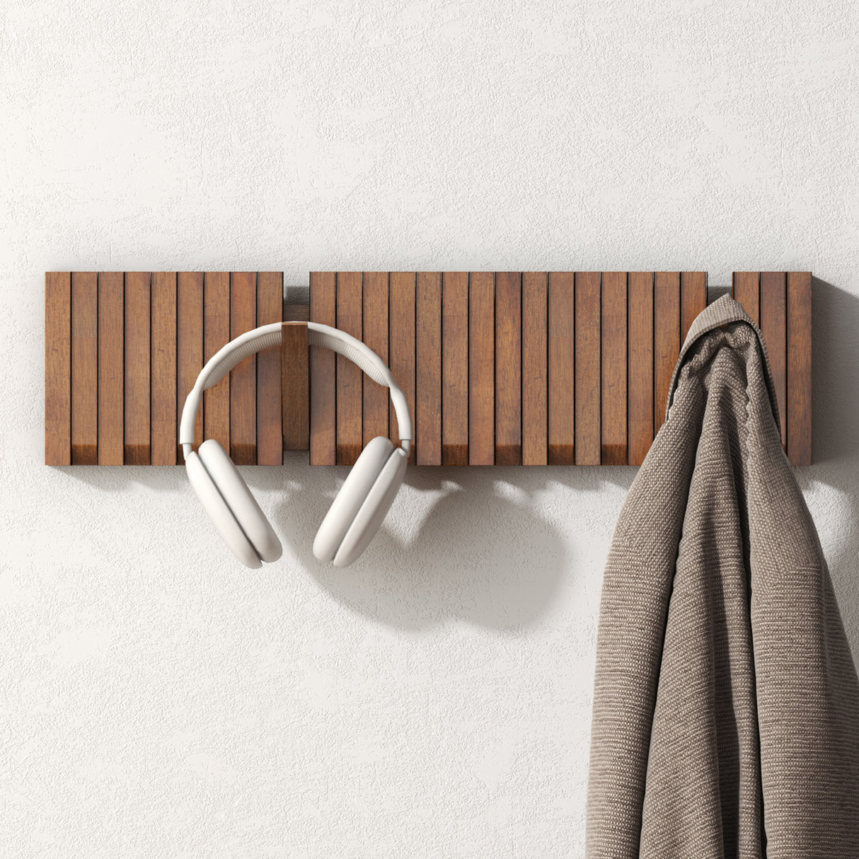 glasvilla Kleiderhaken Wandgarderobe Wandhaken aus Holz Garderobe mit 7 magnetischen Klapphaken Garderobenleiste Garderobenhaken Twigro-01