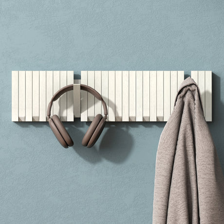 glasvilla Kleiderhaken Wandgarderobe Wandhaken aus Holz Garderobe mit 7 magnetischen Klapphaken Garderobenleiste Garderobenhaken Twigro-01