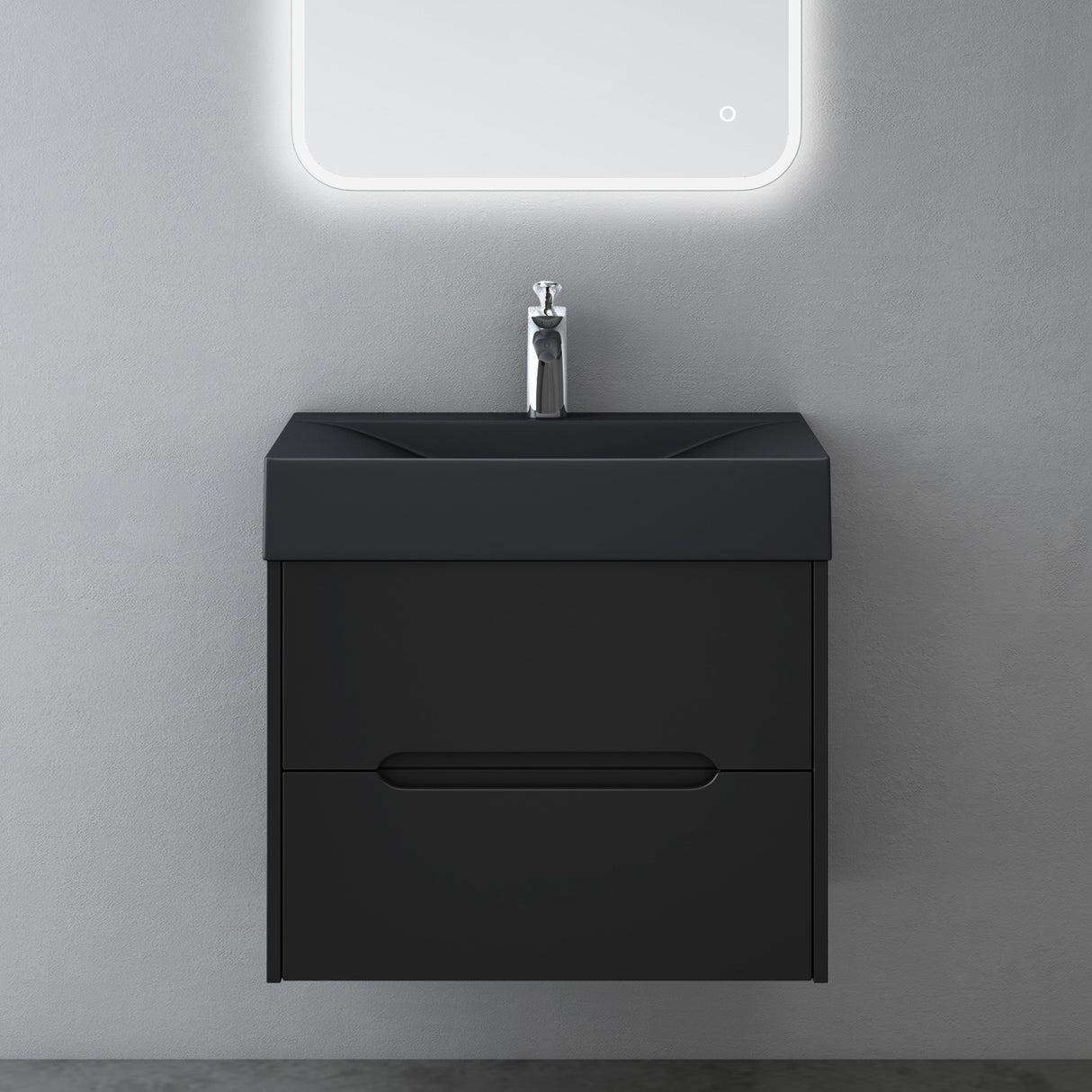 glasvilla Mobile Bagno Sospeso con Cassetti di Soft-close Mobiletto da Bagno con Lavabo da Marmo fuso Yoga