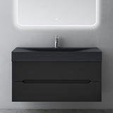 glasvilla Mobile Bagno Sospeso con Cassetti di Soft-close Mobiletto da Bagno con Lavabo da Marmo fuso Yoga