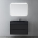 glasvilla Mobile Bagno Sospeso con Cassetti di Soft-close Mobiletto da Bagno con Lavabo da Marmo fuso Yoga