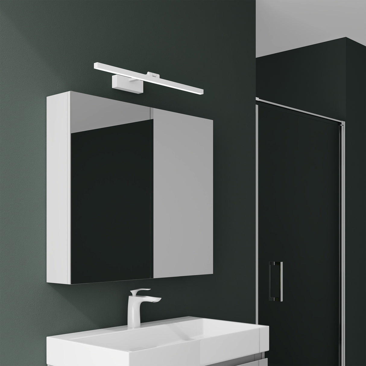 glasvilla Armadietto a Specchio con Lampada da Specchio LED per Bagno, Mobiletto da Parete per Bagno con Specchio e Luce a Specchio Spiegelschrank 02