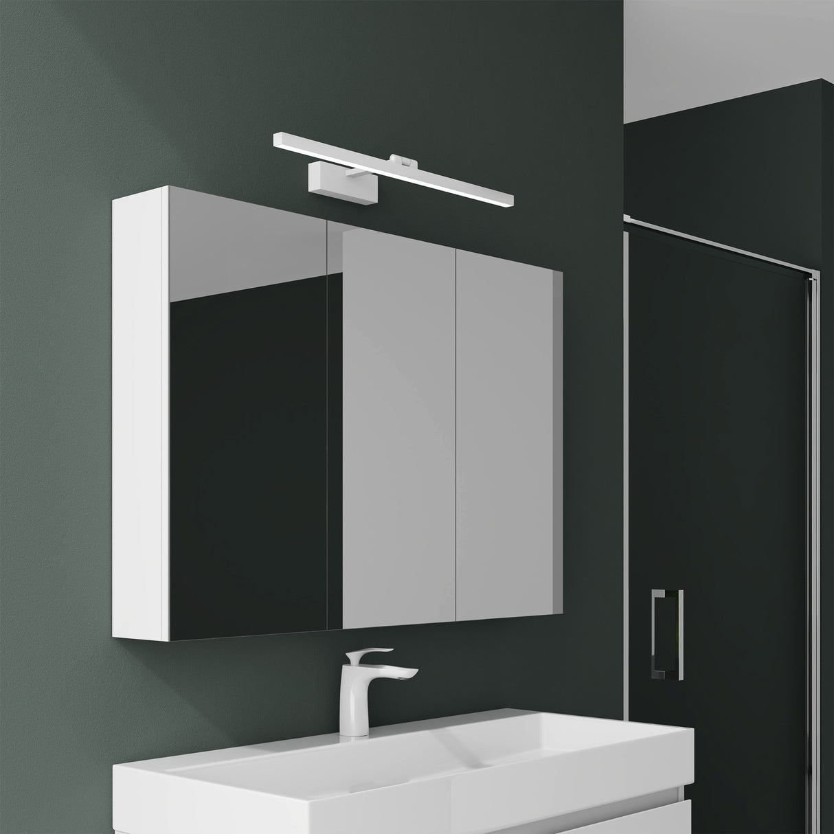 glasvilla Armadietto a Specchio con Lampada da Specchio LED per Bagno, Mobiletto da Parete per Bagno con Specchio e Luce a Specchio Spiegelschrank 02