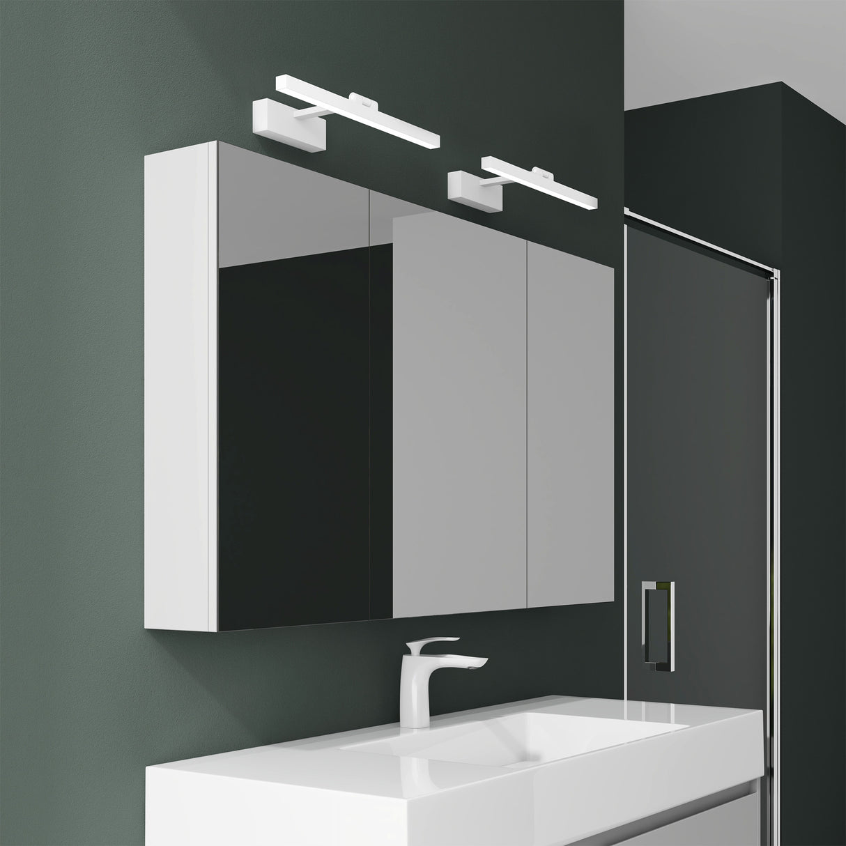 glasvilla Armadietto a Specchio con Lampada da Specchio LED per Bagno, Mobiletto da Parete per Bagno con Specchio e Luce a Specchio Spiegelschrank 02