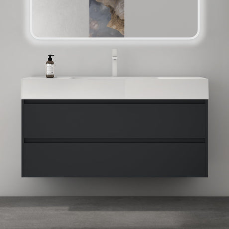 glasvilla Badmöbel-Set Waschbeckenunterschrank 120x48x63cm mit 2-Schubladen inkl. Waschbecken Deep