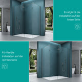 glasvilla Box Doccia Walk-In Due Lati Fissi, Parete Doccia in Vetro Trasparente 8mm di Sicurezza ESG con Rivestimento Nano, Cabina Doccia Bremen01K/MS-T