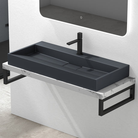 glasvilla Lavabo da Appoggio da Marmo fuso Lavabo Bagno Sospeso Lavandino Bagno Rettangolare Scarico Incluso Colossum19