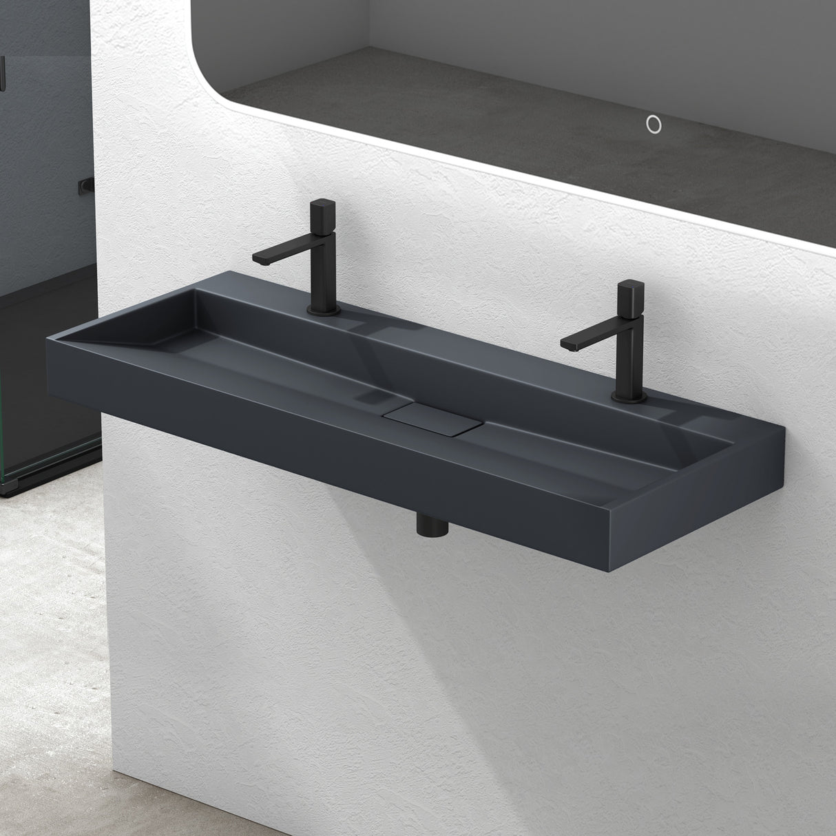 glasvilla Lavabo da Appoggio da Marmo fuso Lavabo Bagno Sospeso Lavandino Bagno Rettangolare Scarico Incluso Colossum19