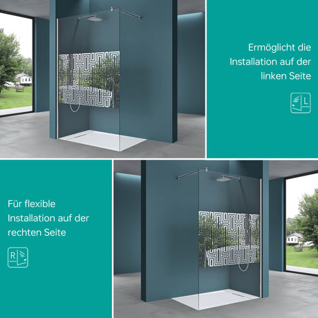 glasvilla Box Doccia Walk-In Parete Doccia in Vetro 10mm di Sicurezza ESG con Rivestimento Nano Braccio di Sostegno BRAM1&3 Bremen2DM