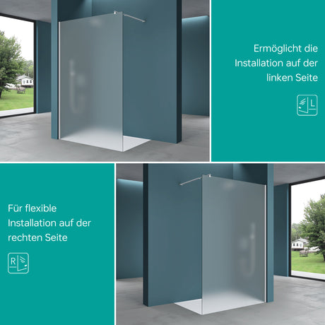 glasvilla Box Doccia Walk-In in Vetro 10mm Parete Doccia in Vetro di Sicurezza ESG con Rivestimento Nano BRAM1 & BRAM3 Bremen2VS