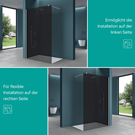 glasvilla Box Doccia Walk-In in Vetro 10mm Parete Doccia in Vetro di Sicurezza ESG con Rivestimento Nano BRAM1 & BRAM2 & BRAM3 Bremen2VG