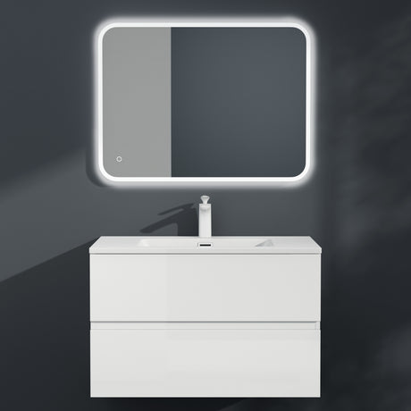 glasvilla Badmöbel-Set Waschtisch mit Unterschrank inkl. Soft-Close Waschbecken aus Mineralguss mit 2 Schubladen, Serie Aqualis
