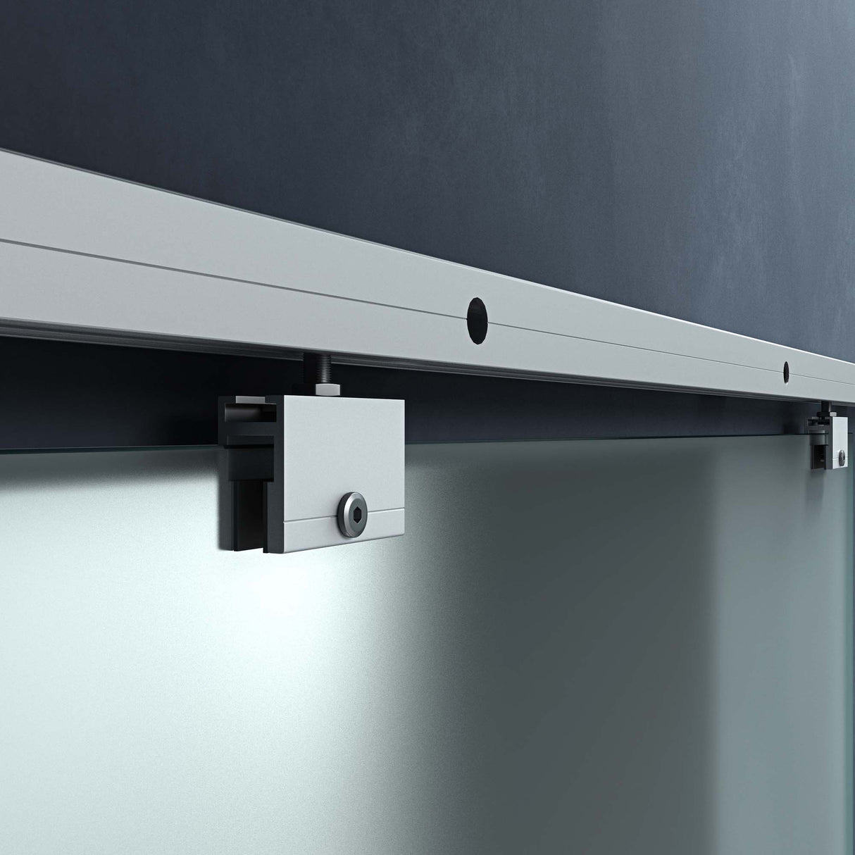 Porta scorrevole in vetro Glasvilla, set completo Amalfi, altezza 2050 mm, tipo di maniglia: maniglia a barra, inclusa chiusura ammortizzata automatica, vetro di sicurezza ESG da 8 mm.